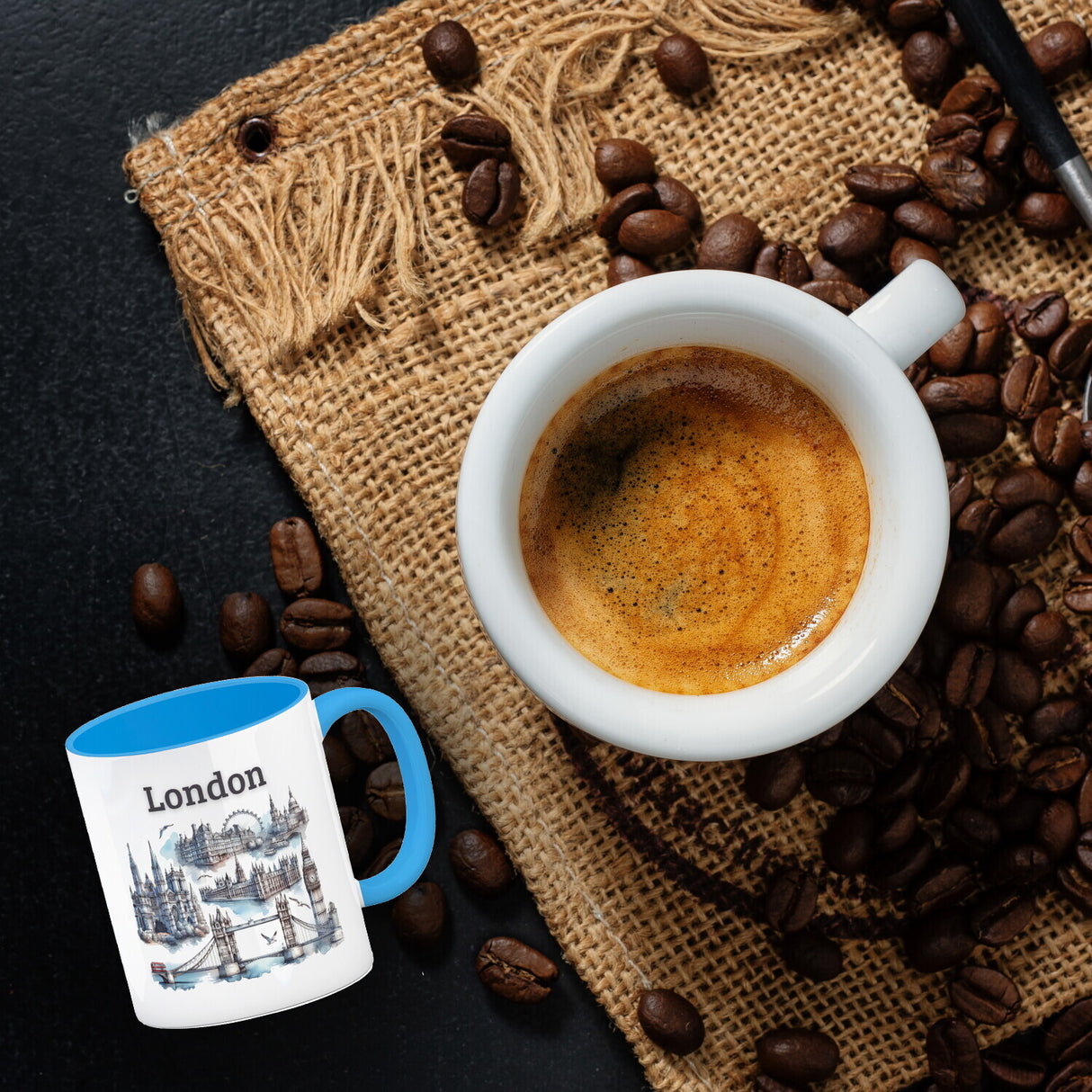 Skyline London Kaffeebecher mit Spruch London