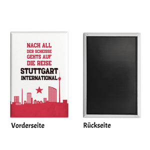 Stuttgart Europapokal Souvenir Magnet eckig mit Spruch Stuttgart International