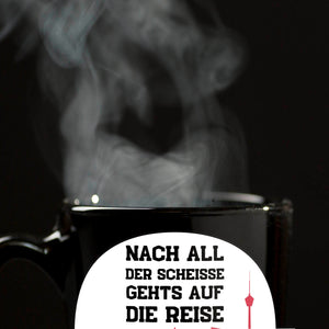 Stuttgart Europapokal Tasse in Schwarz mit Spruch Stuttgart International
