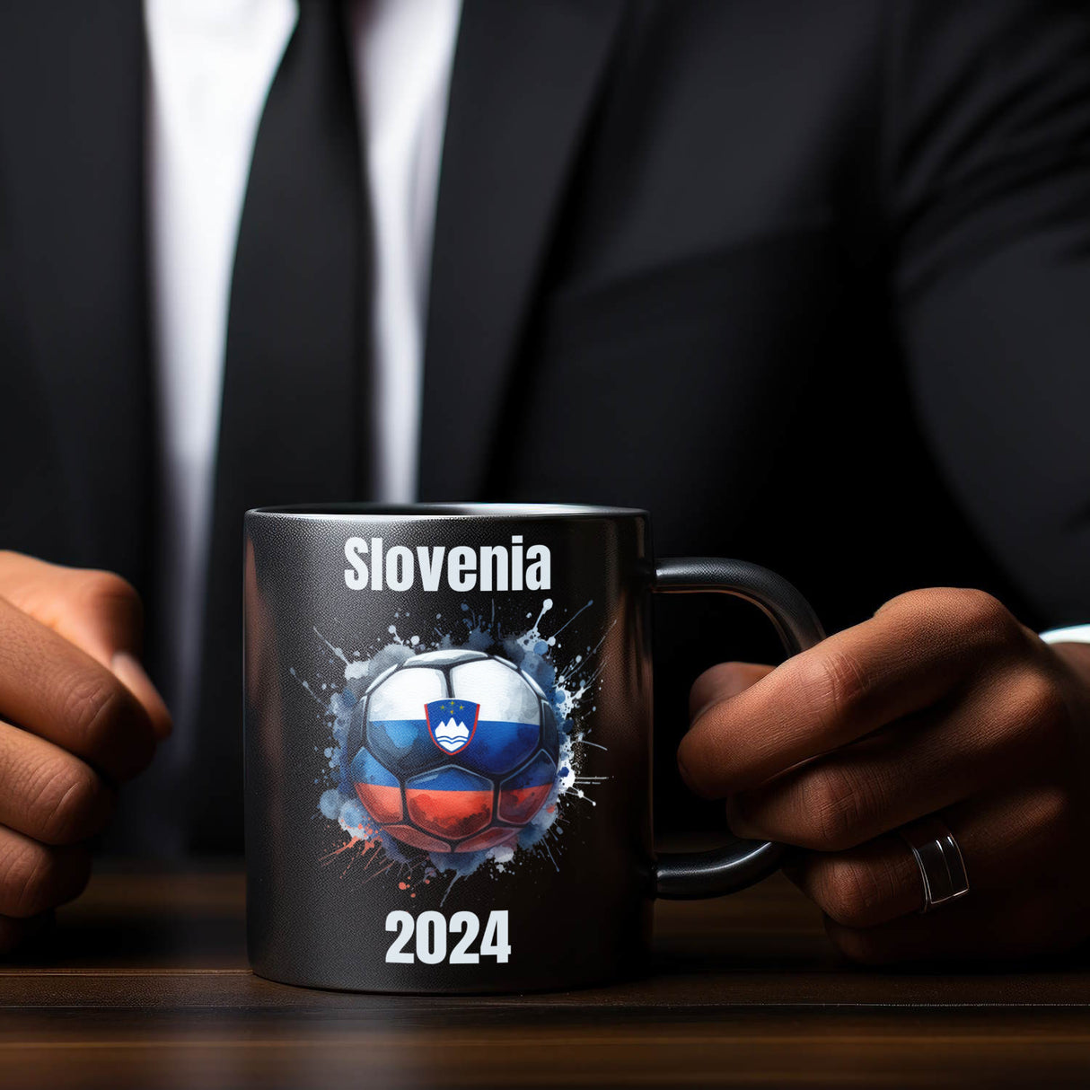 Fußball Slowenien Flagge Tasse in Schwarz