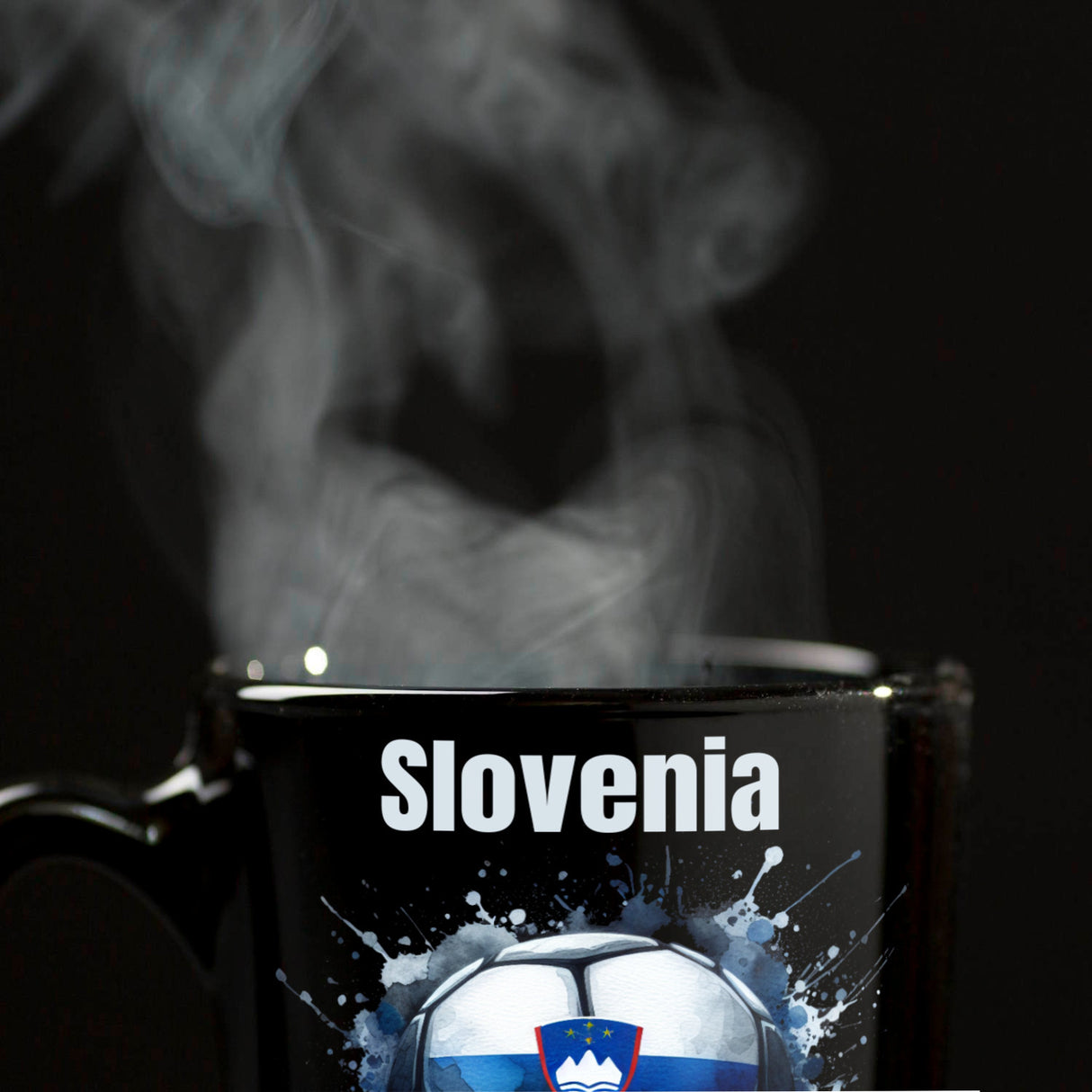Fußball Slowenien Flagge Tasse in Schwarz