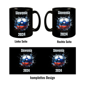 Fußball Slowenien Flagge Tasse in Schwarz