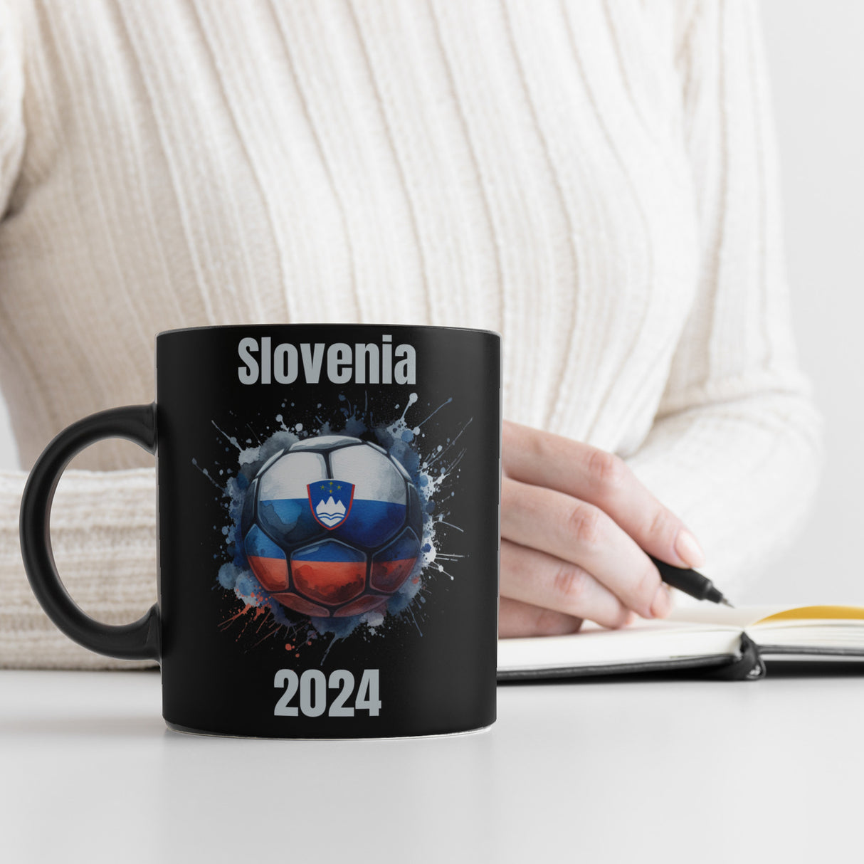 Fußball Slowenien Flagge Tasse in Schwarz