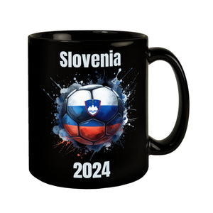 Fußball Slowenien Flagge Tasse in Schwarz