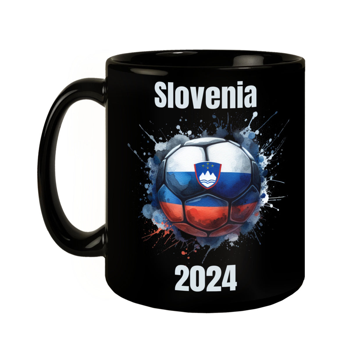 Fußball Slowenien Flagge Tasse in Schwarz
