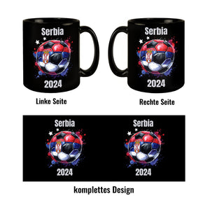 Fußball Serbien Flagge Tasse in Schwarz