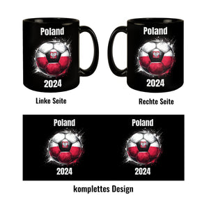 Fußball Polen Flagge Tasse in Schwarz