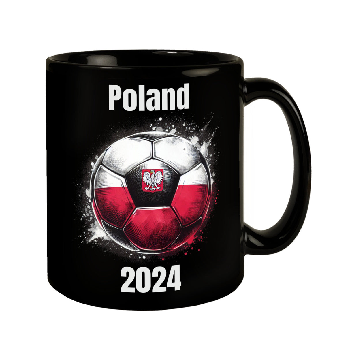 Fußball Polen Flagge Tasse in Schwarz