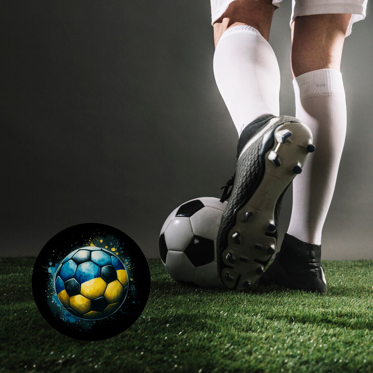 Fußball Ukraine Flagge Magnet rund