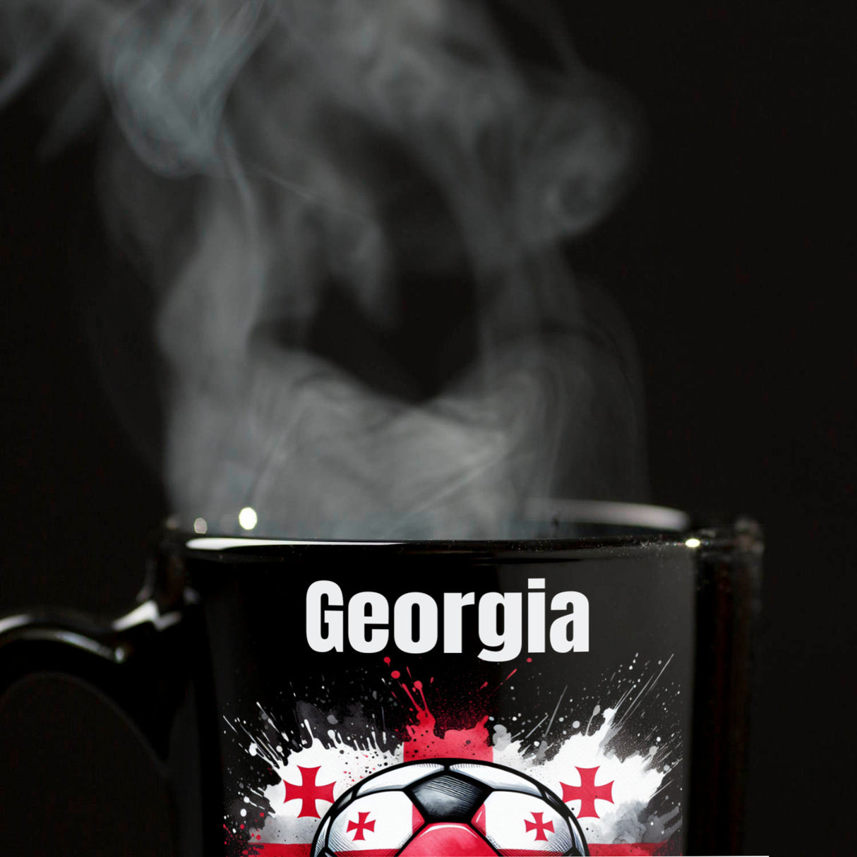 Fußball Georgien Flagge Tasse in Schwarz