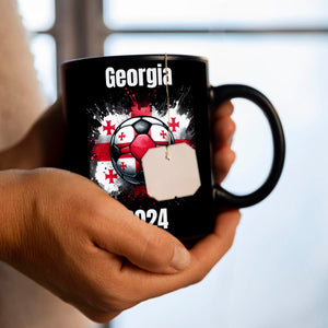 Fußball Georgien Flagge Tasse in Schwarz