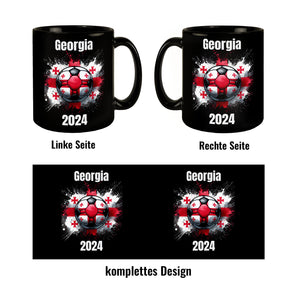 Fußball Georgien Flagge Tasse in Schwarz