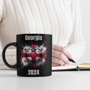 Fußball Georgien Flagge Tasse in Schwarz