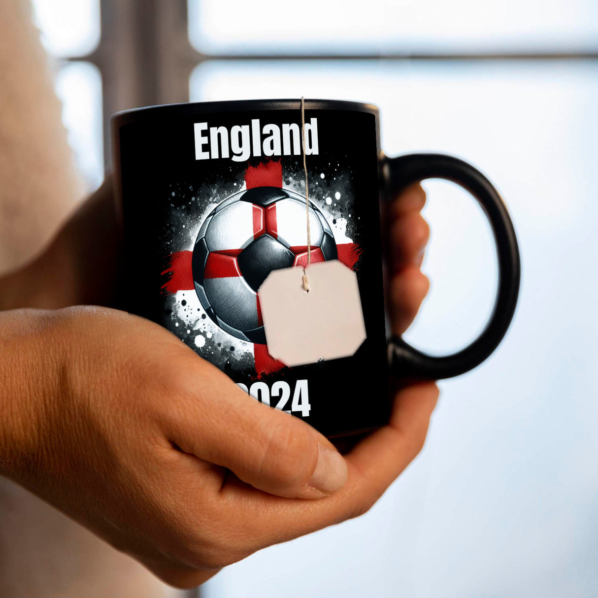 Fußball Englische Flagge Tasse in Schwarz