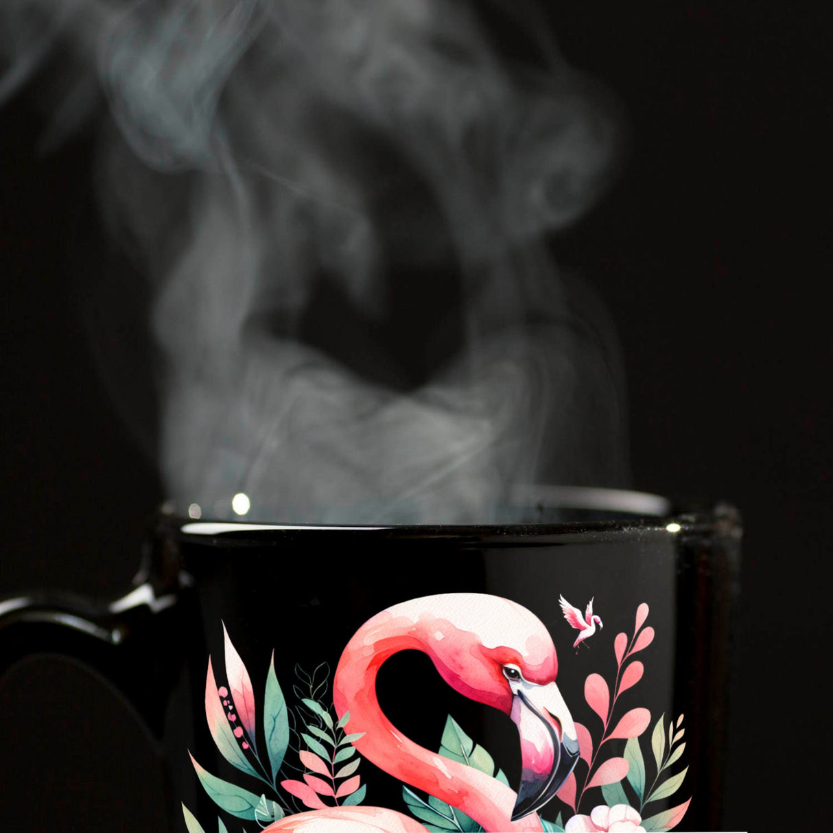 Rosa Flamingo Tasse in Schwarz