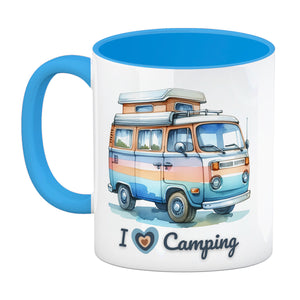 Campervan Kaffeebecher mit Spruch I love Camping
