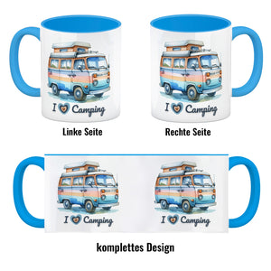 Campervan Kaffeebecher mit Spruch I love Camping