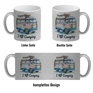 Campervan Kaffeebecher mit Spruch I love Camping