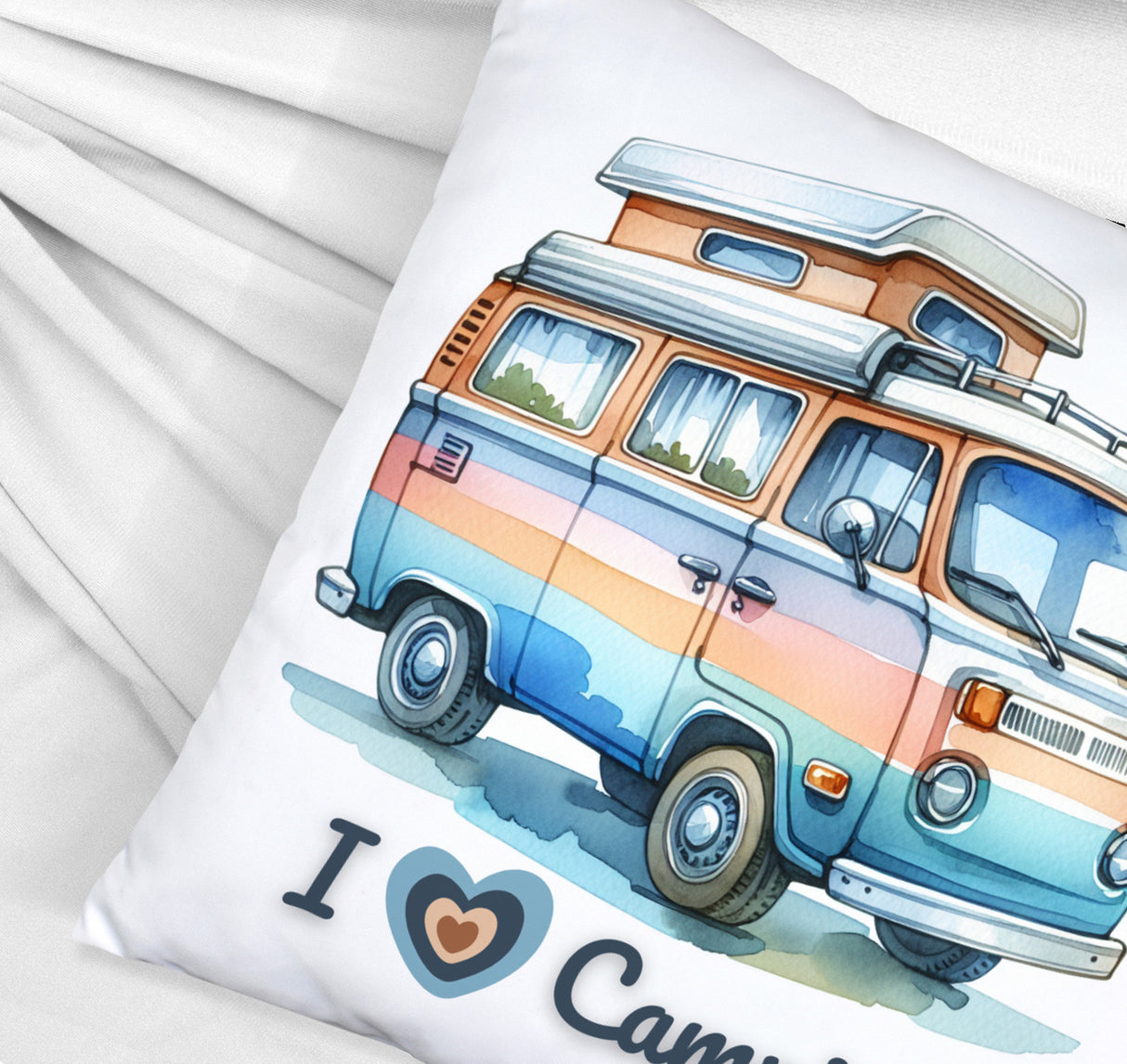 Campervan Kissen mit Spruch I love Camping
