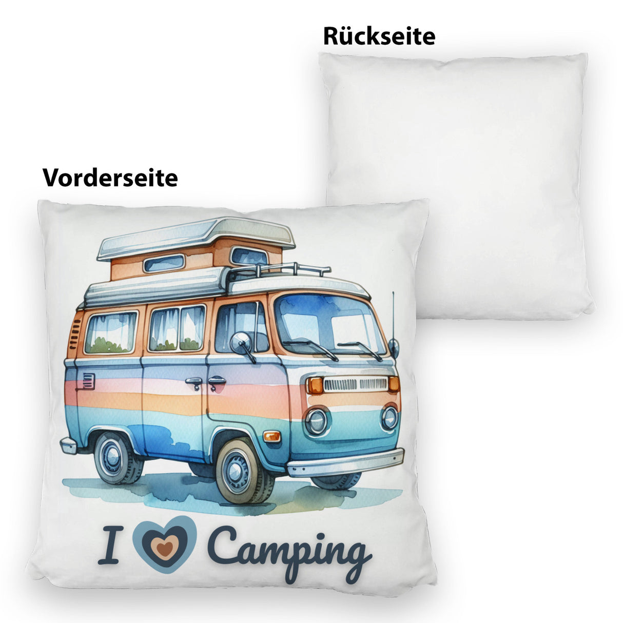 Campervan Kissen mit Spruch I love Camping