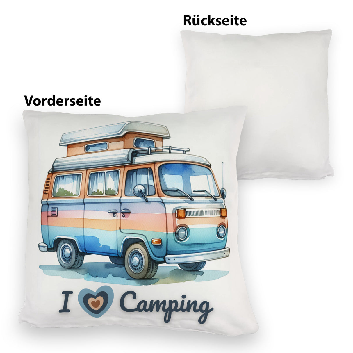 Campervan Kissen mit Spruch I love Camping