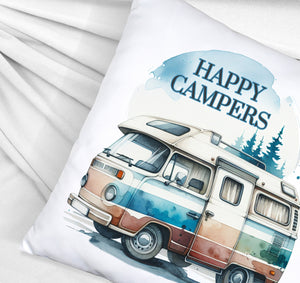 Campingwagen Kissen mit Spruch Happy Campers