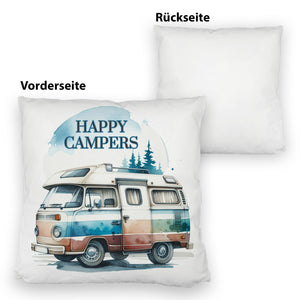 Campingwagen Kissen mit Spruch Happy Campers