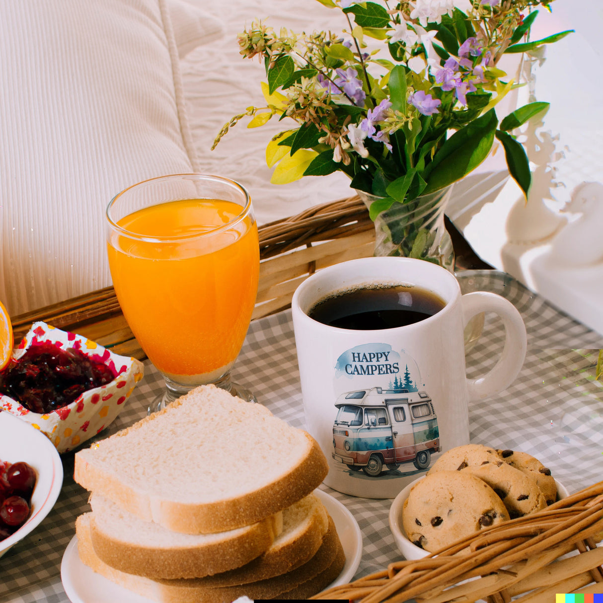Campingwagen Kaffeebecher mit Spruch Happy Campers