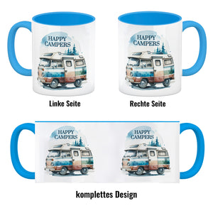 Campingwagen Kaffeebecher mit Spruch Happy Campers