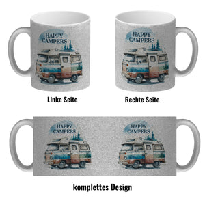 Campingwagen Kaffeebecher mit Spruch Happy Campers