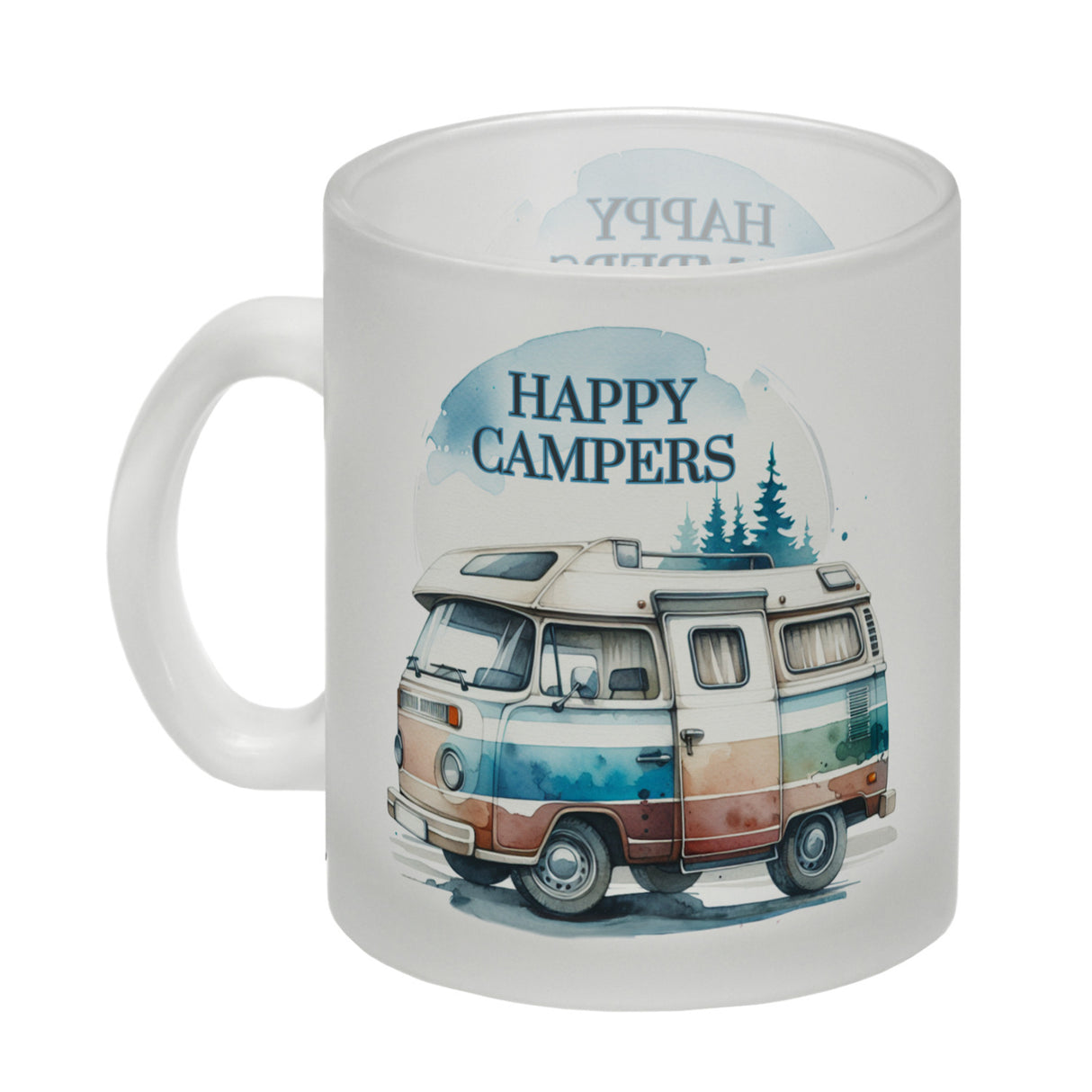 Campingwagen Kaffeebecher mit Spruch Happy Campers