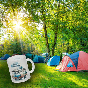 Campingwagen Kaffeebecher mit Spruch Happy Campers