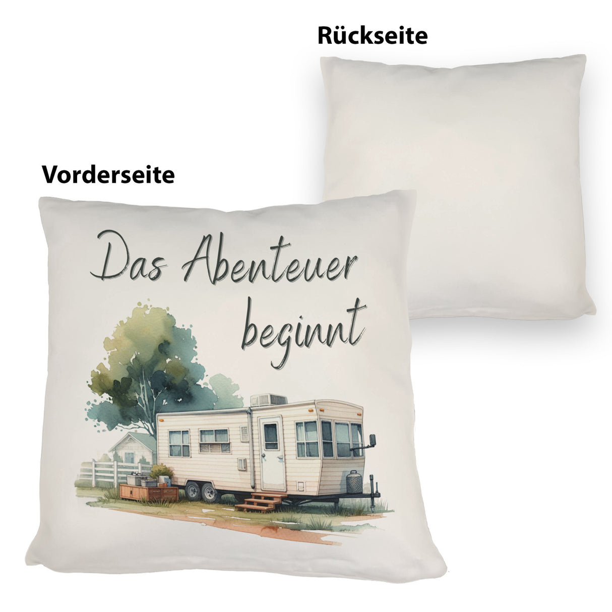 Wohnwagen Kissen mit Spruch Das Abenteuer beginnt