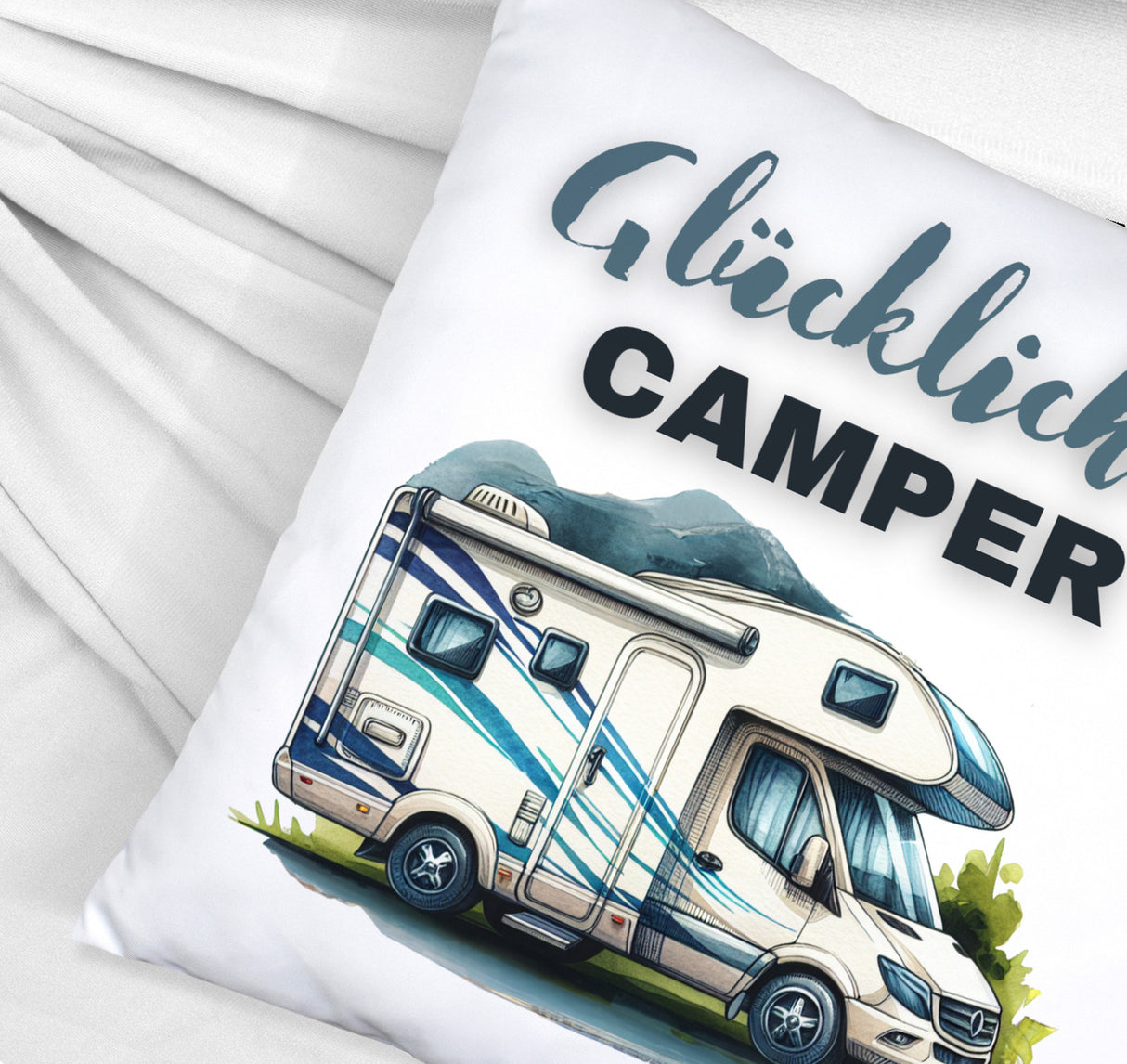 Wohnmobil Kissen mit Spruch Glücklicher Camper