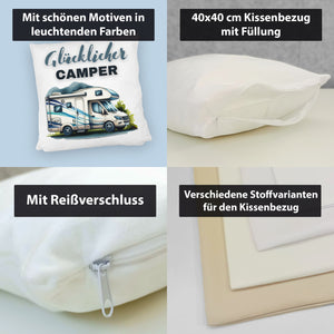 Wohnmobil Kissen mit Spruch Glücklicher Camper