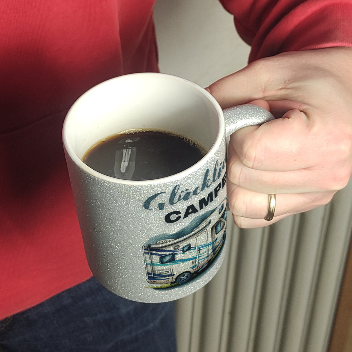 Wohnmobil Kaffeebecher mit Spruch Glücklicher Camper