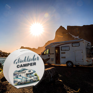 Wohnmobil Spardose mit Spruch Glücklicher Camper