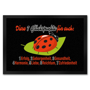 Marienkäfer Fußmatte in 35x50 cm mit Spruch Sieben Glückspunkte
