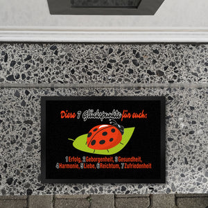 Marienkäfer Fußmatte in 35x50 cm mit Spruch Sieben Glückspunkte