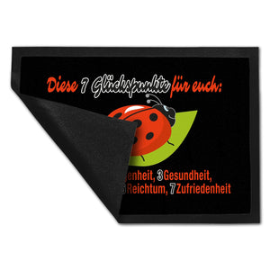 Marienkäfer Fußmatte in 35x50 cm mit Spruch Sieben Glückspunkte