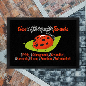 Marienkäfer Fußmatte in 35x50 cm mit Spruch Sieben Glückspunkte