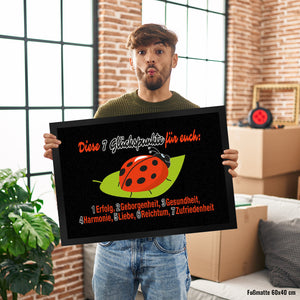 Marienkäfer Fußmatte in 35x50 cm mit Spruch Sieben Glückspunkte