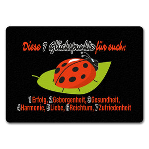 Marienkäfer Fußmatte in 35x50 cm ohne Rand mit Spruch Sieben Glückspunkte