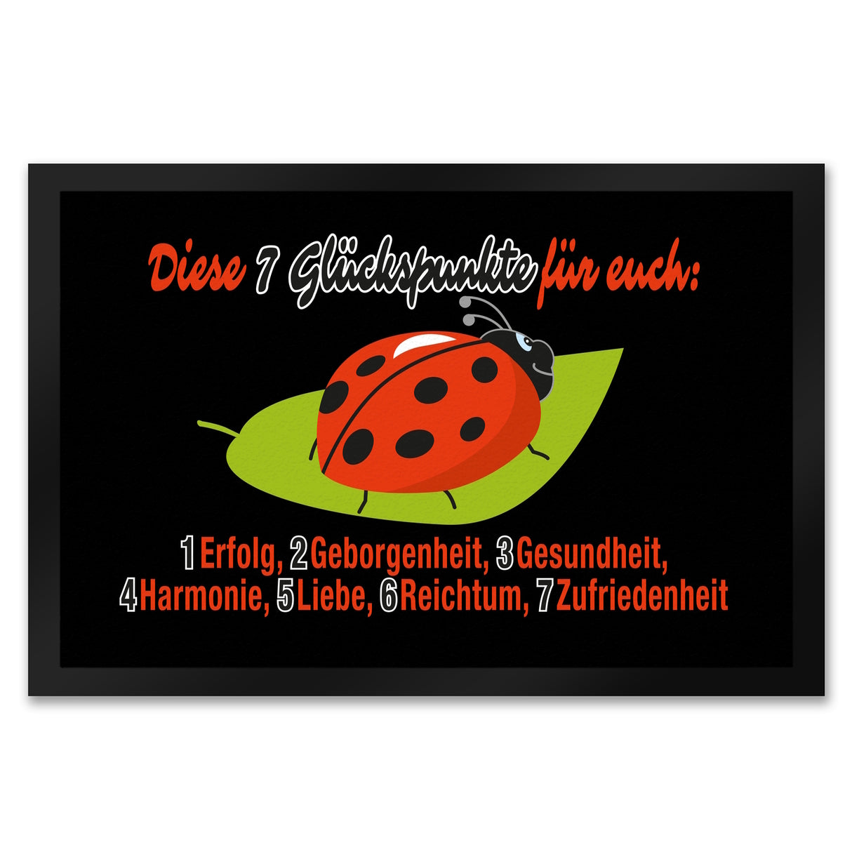 Marienkäfer Fußmatte in 35x50 cm mit Spruch Sieben Glückspunkte
