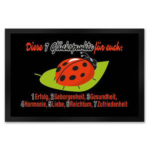 Marienkäfer Fußmatte in 35x50 cm mit Spruch Sieben Glückspunkte