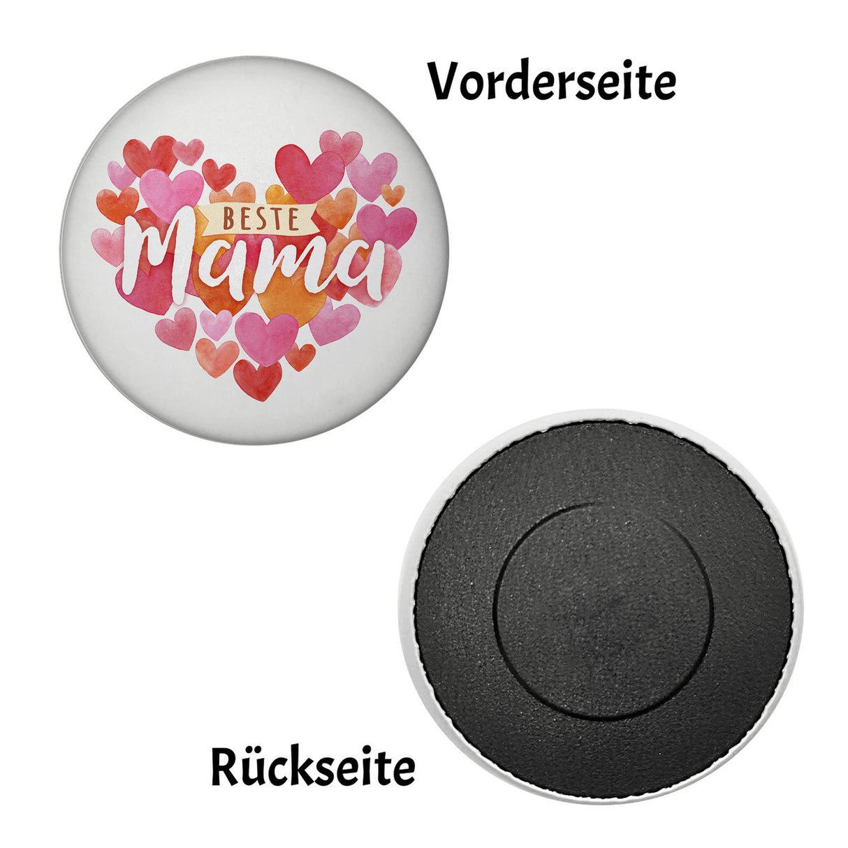 Herzen Magnet rund mit Spruch Beste Mama