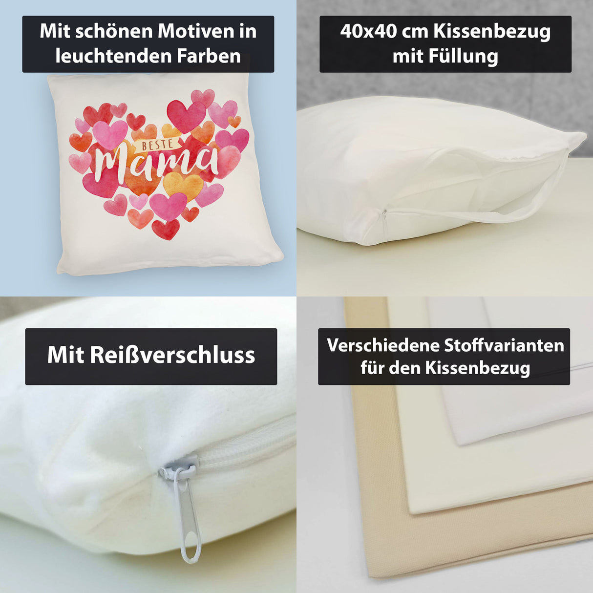 Herzen Kissen mit Spruch Beste Mama