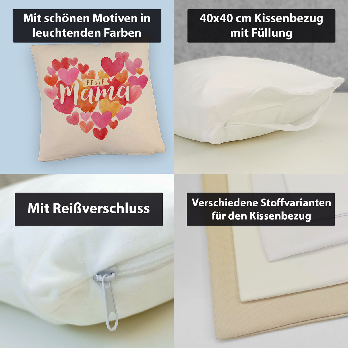 Herzen Kissen mit Spruch Beste Mama