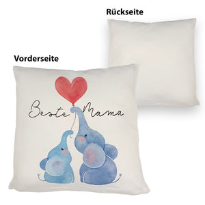 Elefant Mutter und Kind Kissen mit Spruch Beste Mama