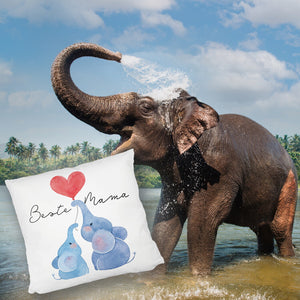 Elefant Mutter und Kind Kissen mit Spruch Beste Mama